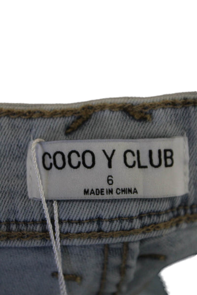 Coco Y Club Womens Cotton Blend Crystal Detail Mid-Rise Skinny Jeans Blue Size 6