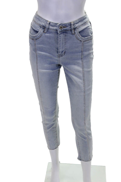 Coco Y Club Womens Cotton Crystal Detail Mid-Rise Skinny Jeans Blue Size 14