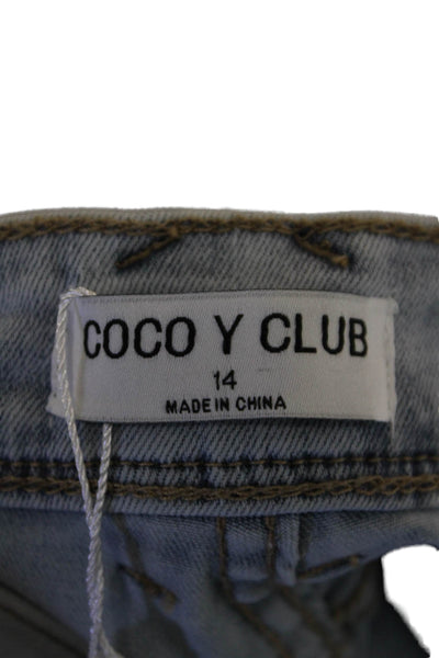 Coco Y Club Womens Cotton Crystal Detail Mid-Rise Skinny Jeans Blue Size 14