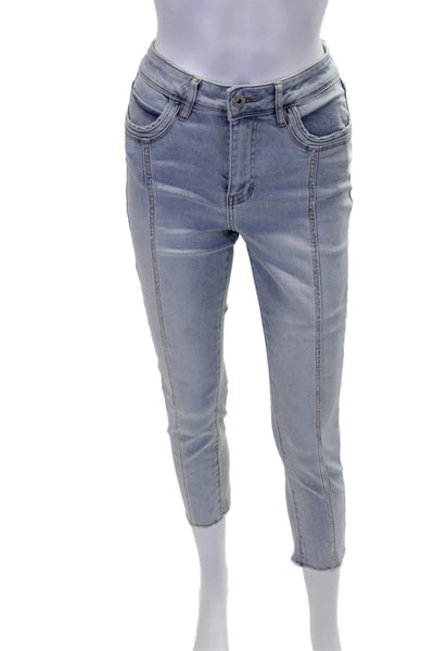 Coco Y Club Womens Cotton Crystal Detail Mid-Rise Skinny Jeans Blue Size 12