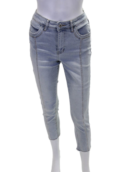 Coco Y Club Womens Cotton Crystal Detail Mid-Rise Skinny Jeans Blue Size 16