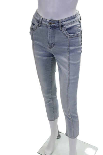 Coco Y Club Womens Cotton Crystal Detail Mid-Rise Skinny Jeans Blue Size 16