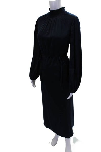 Kobi Halperin Womens Long Sleeve High Neck Ruched Maxi Dress Navy Size M