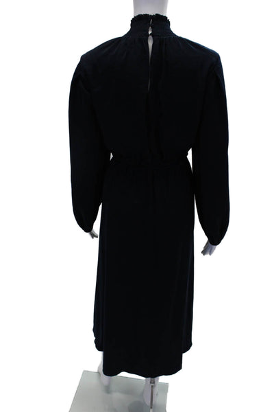 Kobi Halperin Womens Long Sleeve High Neck Ruched Maxi Dress Navy Size M