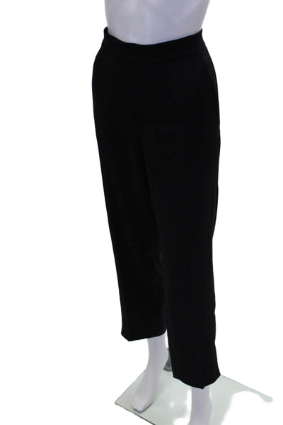 Vince Womens Solid Elastic Waist Flat Front Straight Leg Slacks Black Size M