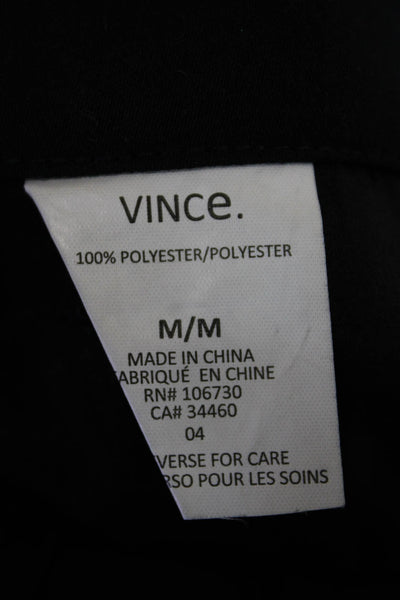 Vince Womens Solid Elastic Waist Flat Front Straight Leg Slacks Black Size M