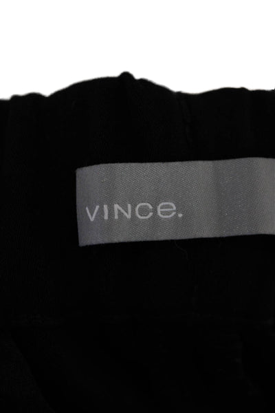 Vince Womens Solid Elastic Waist Flat Front Straight Leg Slacks Black Size M