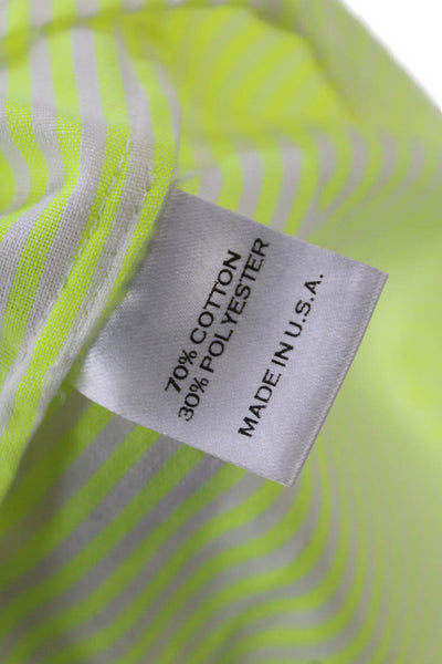 Harvey Faircloth Womens Short Sleeve V Neck Neon Striped Top Yellow White Size 4