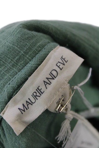 Maurie and Eve Womens Button Front Short Sleeve Collared Shirt Green Size 4