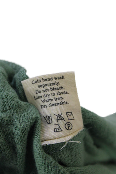 Maurie and Eve Womens Button Front Short Sleeve Collared Shirt Green Size 4