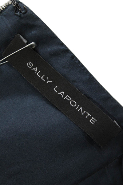 Sally LaPointe Womens Back Zip Strapless Layered Crop Top Blue Wool Size 4