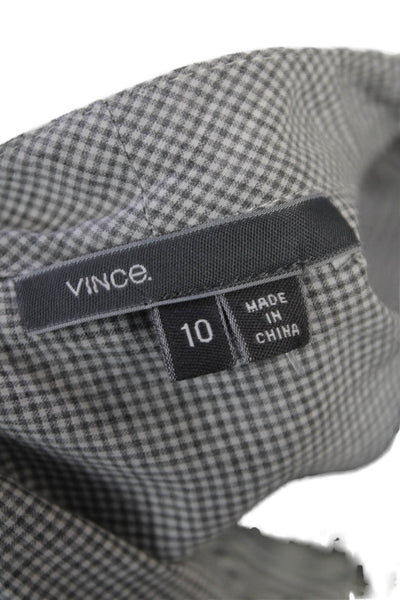 Vince Womens Long Sleeve Button Front V Neck Striped Shirt White Gray Size 10