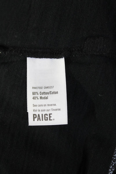 Paige Womens Cotton Blend Metallic Short Sleeve T-Shirt Top Black Size XS