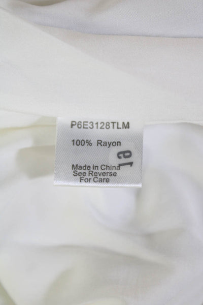 Parker Womens Embroidered V-Neck Short Sleeve Pullover Blouse Top White Size M