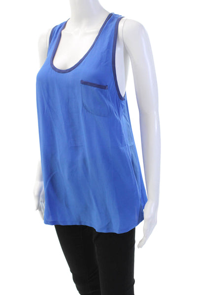Joie Womens Silk Sleeveless Scoop Neck Sleek Blouse Tank Top Blue Size M