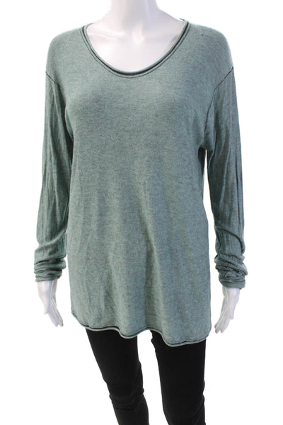 Alexander Wang Womens Long Sleeve Round Neck Casual Knit Top Green Size S
