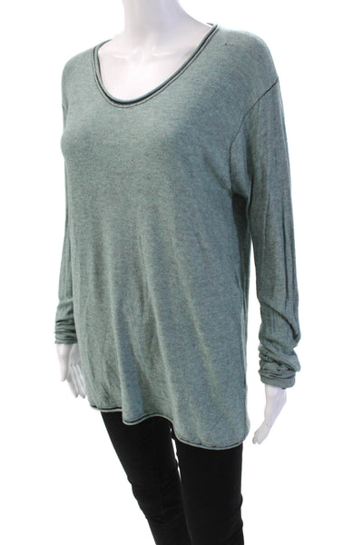 Alexander Wang Womens Long Sleeve Round Neck Casual Knit Top Green Size S
