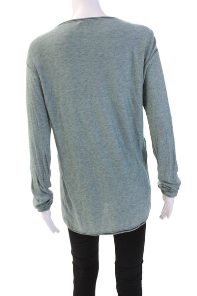 Alexander Wang Womens Long Sleeve Round Neck Casual Knit Top Green Size S