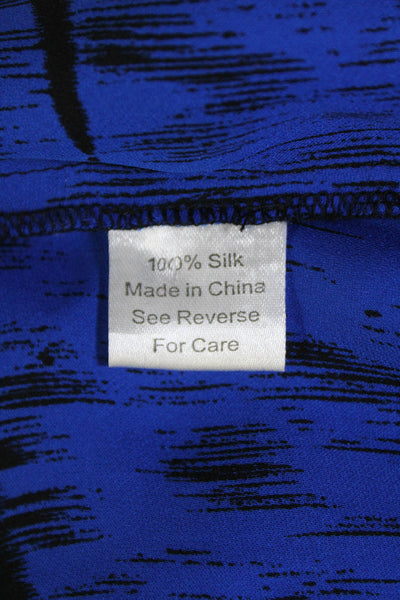 Parker Womens Long Sleeve V-neck Button Colorblock Blouse Blue Size M
