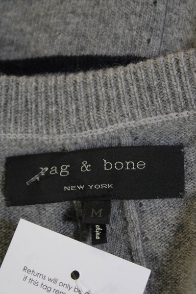 Rag & Bone Womens Cashmere Long Sleeve Stripe Knit Sweater Gray Size M