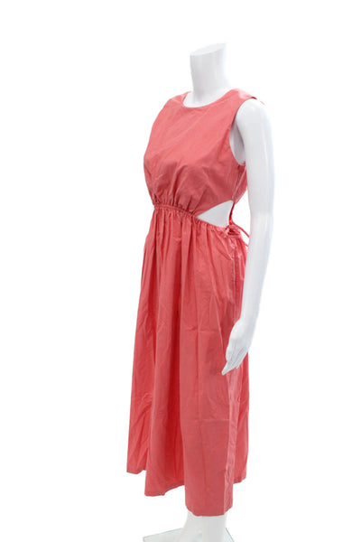 Rails Womens Sleeveless Crew Neck Cut Out Midi Dress Pink Cotton Size XS