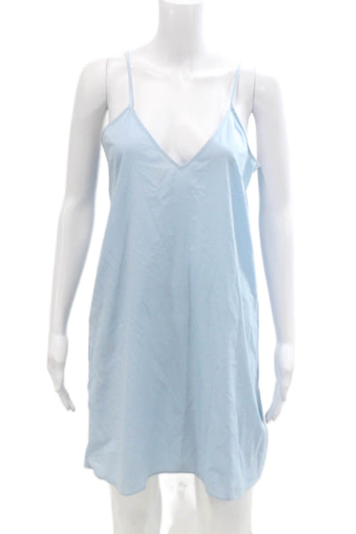 Zadig & Voltaire Womens Spaghetti Strap V Neck Mini Slip Dress Blue Size Medium