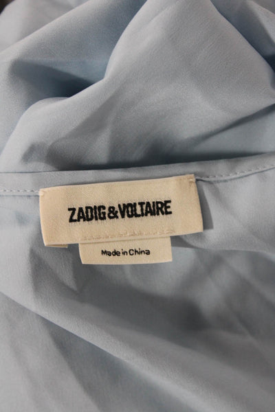 Zadig & Voltaire Womens Spaghetti Strap V Neck Mini Slip Dress Blue Size Medium