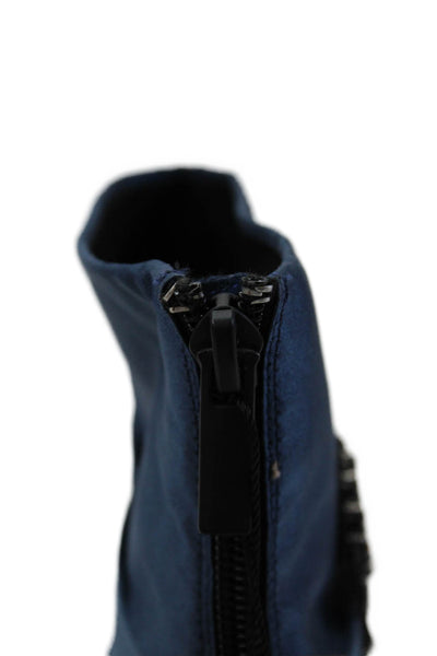 Zara Womens Pointed Toe Zippered High Heeled Ankle Boots Blue Size 9