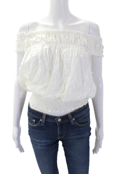 Rachel Comey Womens Sleeveless Scoop Neck Dotted Blouse White Size S