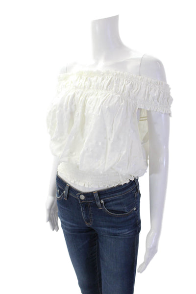 Rachel Comey Womens Sleeveless Scoop Neck Dotted Blouse White Size S