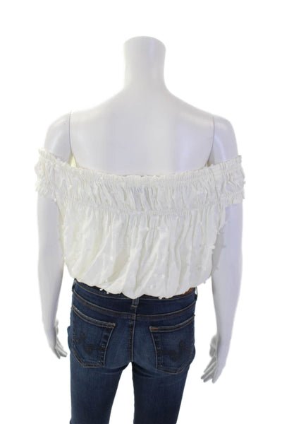 Rachel Comey Womens Sleeveless Scoop Neck Dotted Blouse White Size S