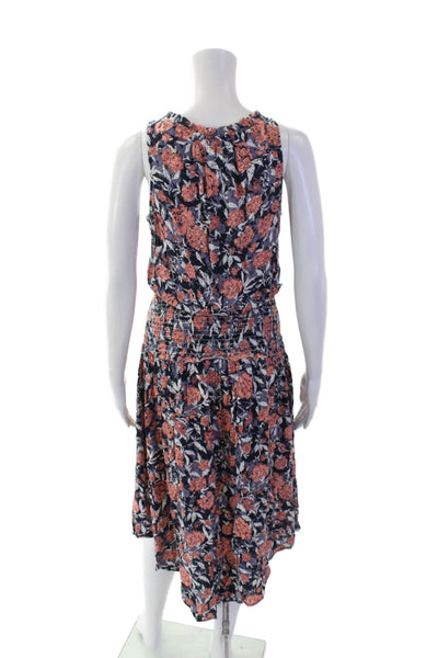 Splendid Womens Floral Sleeveless V-Neck A-Line Mini Dress Blue Size S