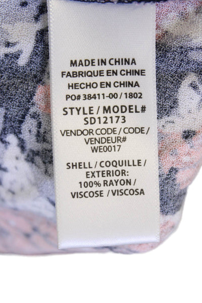 Splendid Womens Floral Sleeveless V-Neck A-Line Mini Dress Blue Size S