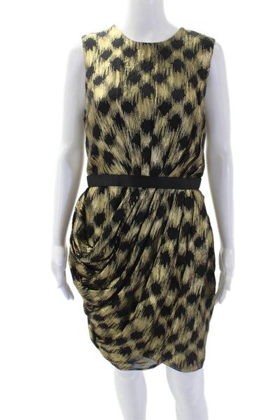 Jason Wu Womens Geometric Sleeveless Zippered Mini Dress Gold Size 8