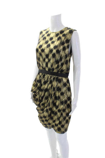 Jason Wu Womens Geometric Sleeveless Zippered Mini Dress Gold Size 8