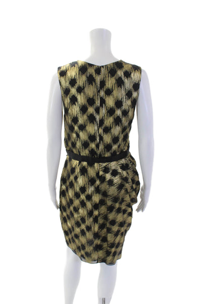 Jason Wu Womens Geometric Sleeveless Zippered Mini Dress Gold Size 8