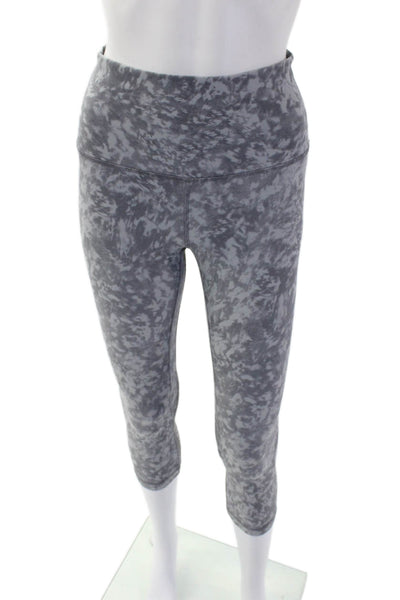 Lululemon Womens Printed Pull On High Rise Cropped Leggings Gray Size 6