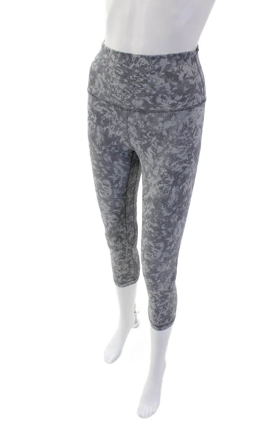 Lululemon Womens Printed Pull On High Rise Cropped Leggings Gray Size 6