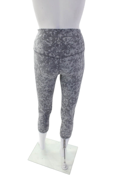Lululemon Womens Printed Pull On High Rise Cropped Leggings Gray Size 6