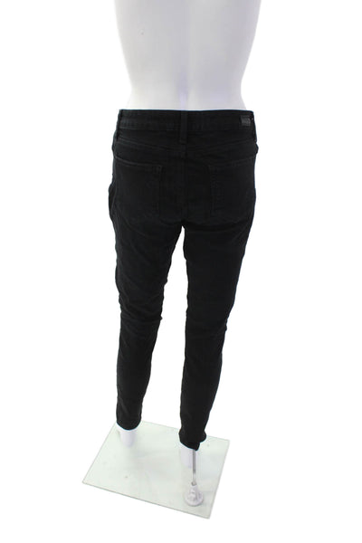 Paige Womens Zip Button Skinny Leg Distressed Jeans Black Size EUR 29