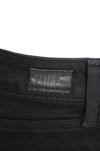 Paige Womens Zip Button Skinny Leg Distressed Jeans Black Size EUR 29