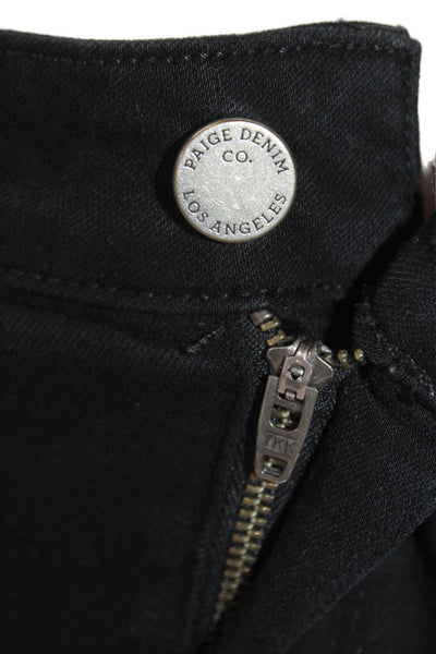 Paige Womens Zip Button Skinny Leg Distressed Jeans Black Size EUR 29