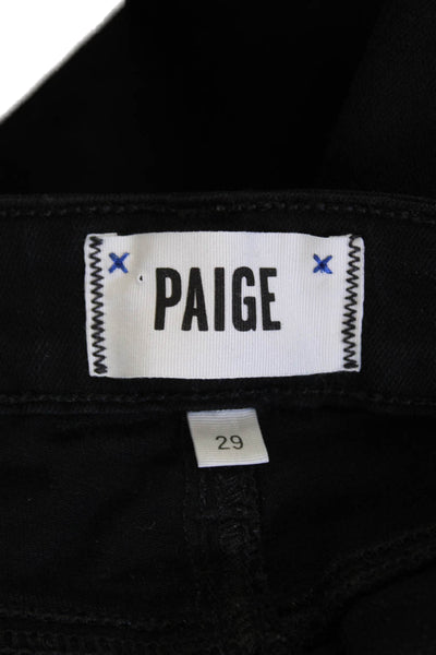 Paige Womens Zip Button Skinny Leg Distressed Jeans Black Size EUR 29