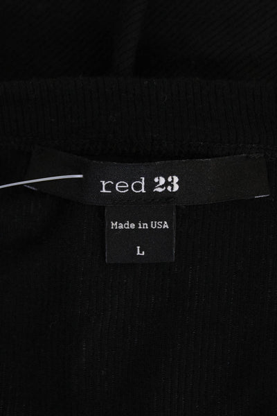Red 23 Womens Short Sleeves Crew Neck Pullover Shirt Black Size Large