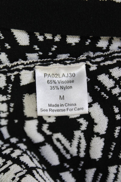 Parker Womens Textured Round Neck Short Sleeve Knit Top Black White Size M