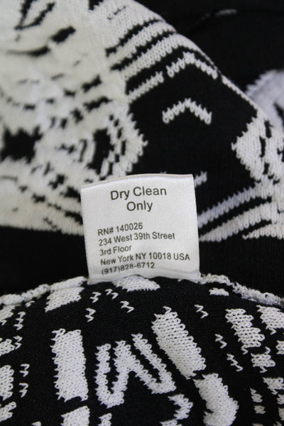 Parker Womens Textured Round Neck Short Sleeve Knit Top Black White Size M