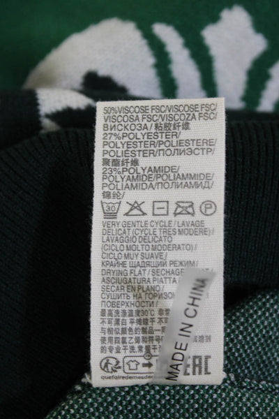 Suncoo Womens Knit Abstract Long Sleeve Pullover Sweater Top Green Size T1 S