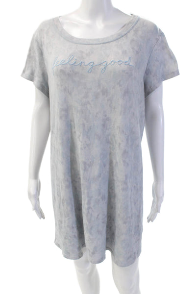 Laura Ashley Womens Tie-Dye Short Sleeve T-Shirt Mini Dress Blue Size XL