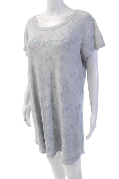 Laura Ashley Womens Tie-Dye Short Sleeve T-Shirt Mini Dress Blue Size XL