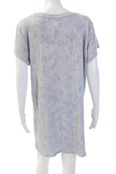 Laura Ashley Womens Tie-Dye Short Sleeve T-Shirt Mini Dress Blue Size XL